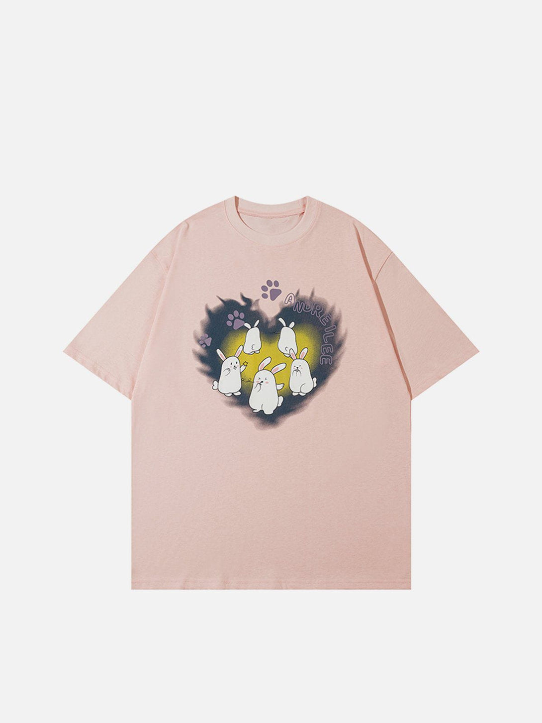 Majesda® - Rabbit Print Heart Elements Tee- Outfit Ideas - Streetwear Fashion - majesda.com