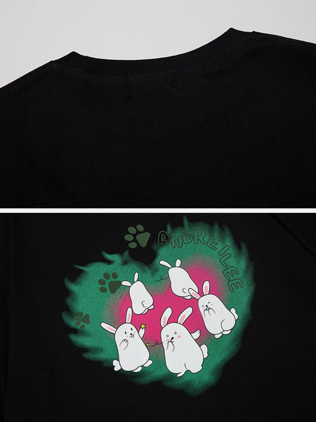 Majesda® - Rabbit Print Heart Elements Tee- Outfit Ideas - Streetwear Fashion - majesda.com