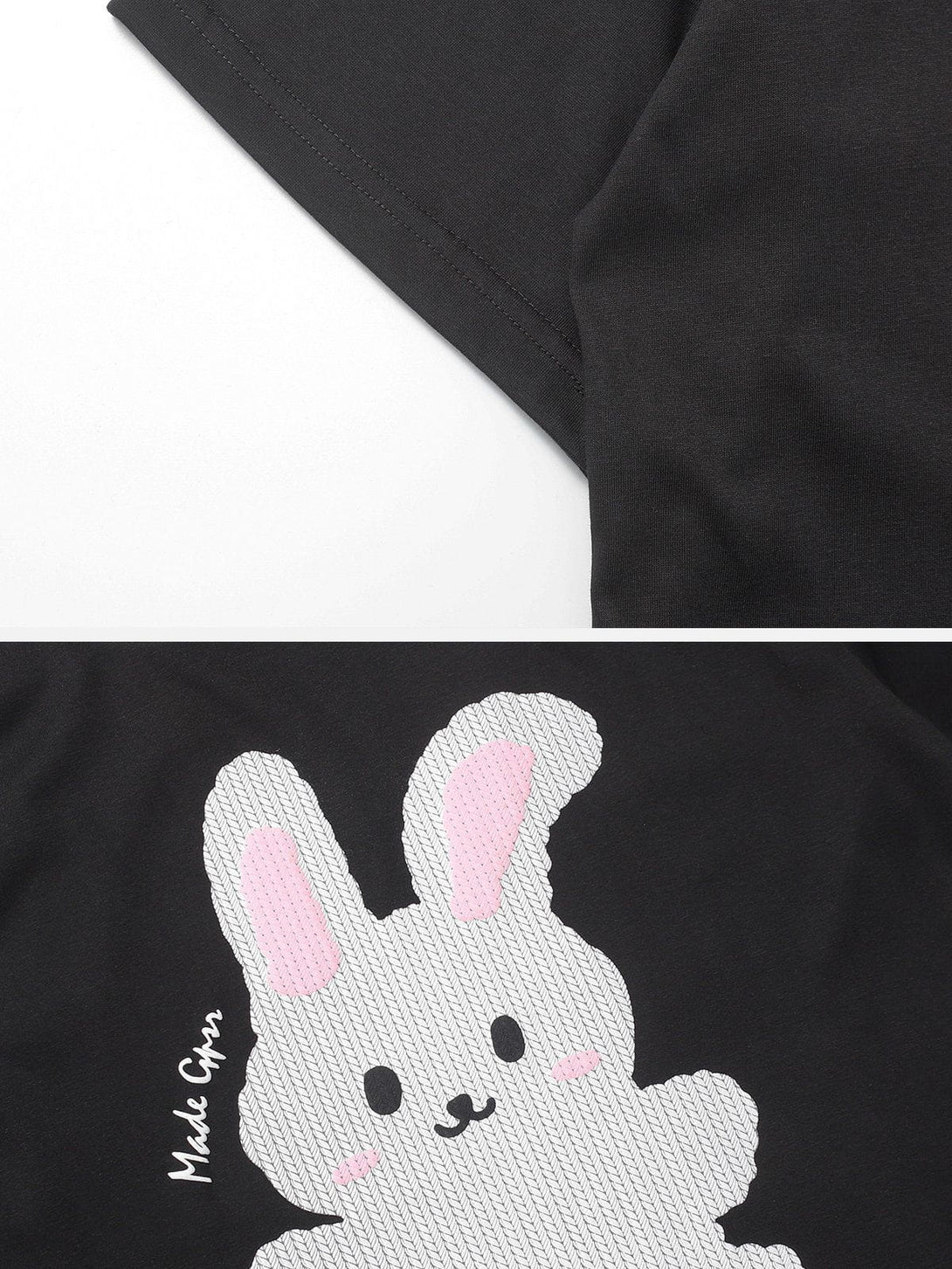 Majesda® - Rabbit Print Patchwork Tee- Outfit Ideas - Streetwear Fashion - majesda.com