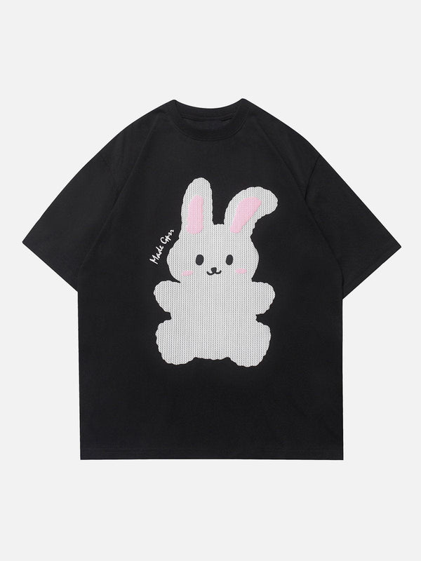 Majesda® - Rabbit Print Patchwork Tee- Outfit Ideas - Streetwear Fashion - majesda.com