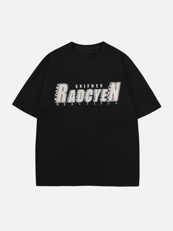 Majesda® - Racing Elements Letter Tee- Outfit Ideas - Streetwear Fashion - majesda.com