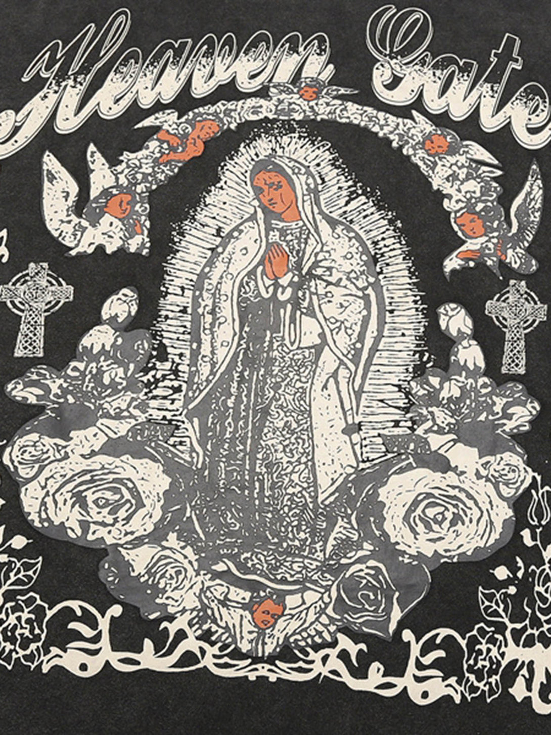 Majesda® - Retro Street Our Lady Of The Cross T-shirt- Outfit Ideas - Streetwear Fashion - majesda.com