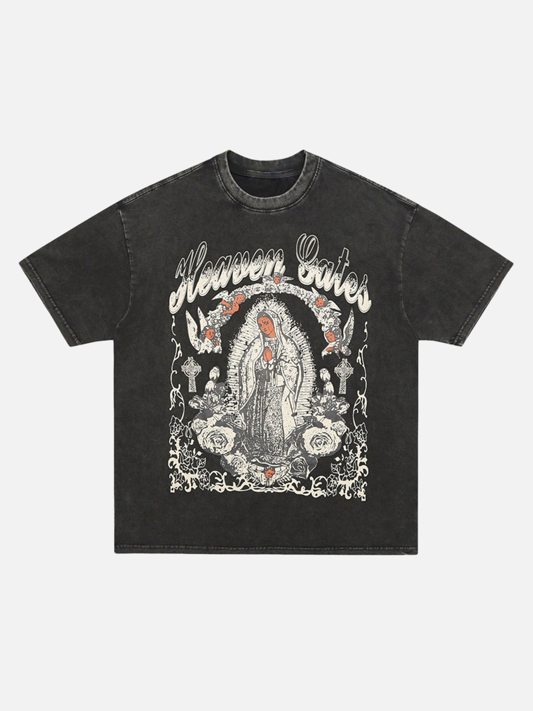 Majesda® - Retro Street Our Lady Of The Cross T-shirt- Outfit Ideas - Streetwear Fashion - majesda.com