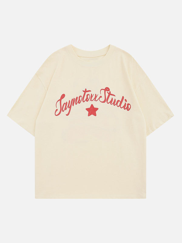 Majesda® - Saynotere Star Foam Printing Tee- Outfit Ideas - Streetwear Fashion - majesda.com