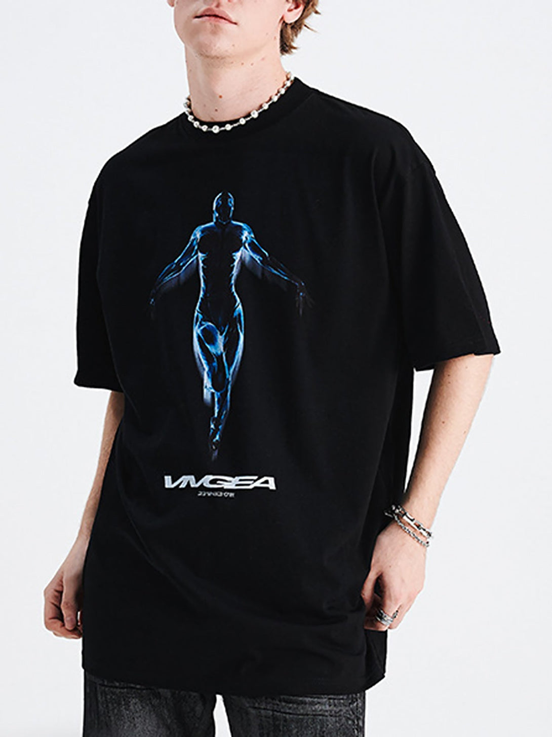 Majesda® - Sci-fi Metal Silhouette Loose Oversize T-shirt- Outfit Ideas - Streetwear Fashion - majesda.com