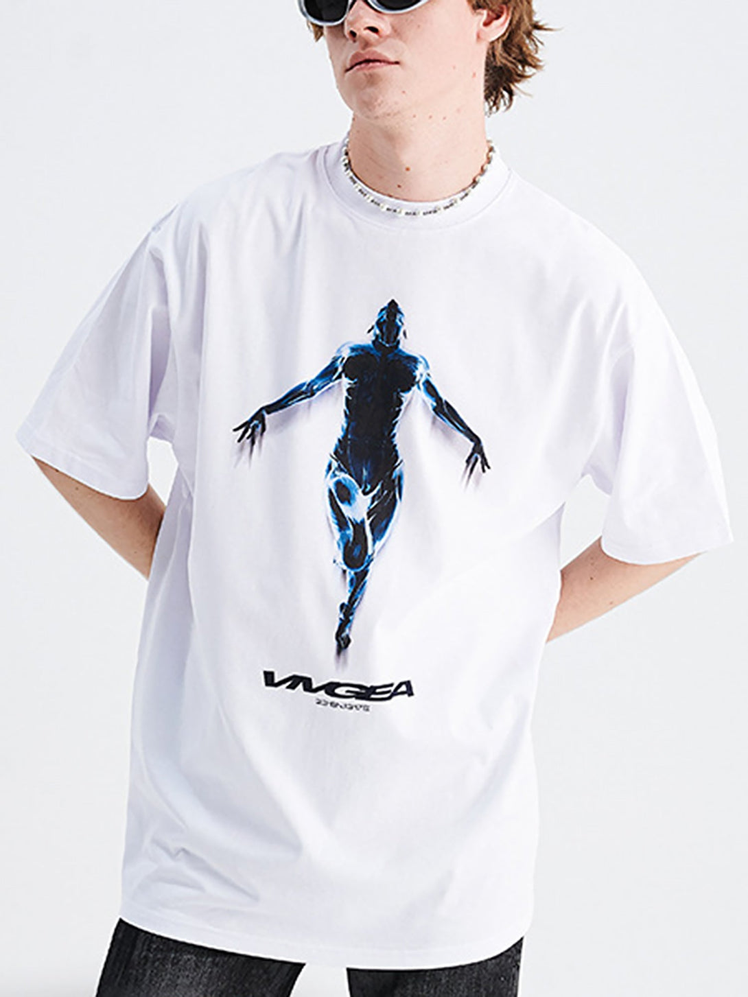 Majesda® - Sci-fi Metal Silhouette Loose Oversize T-shirt- Outfit Ideas - Streetwear Fashion - majesda.com