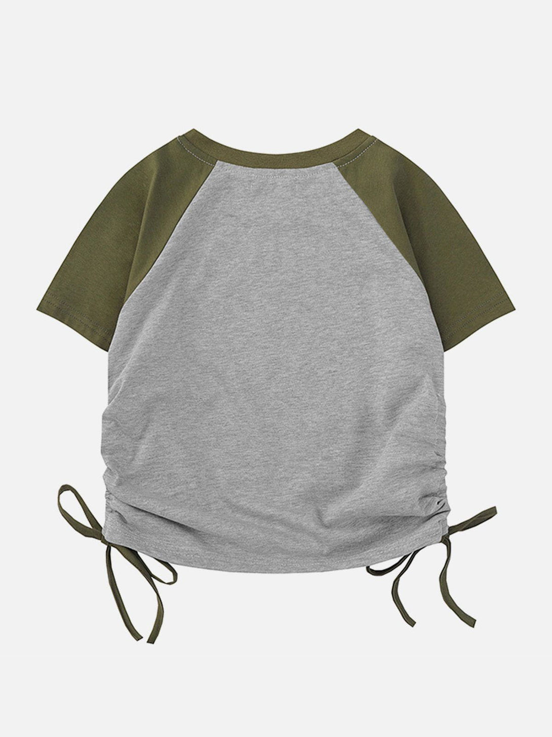 Majesda® - Side Drawstring Patchwork Tee- Outfit Ideas - Streetwear Fashion - majesda.com