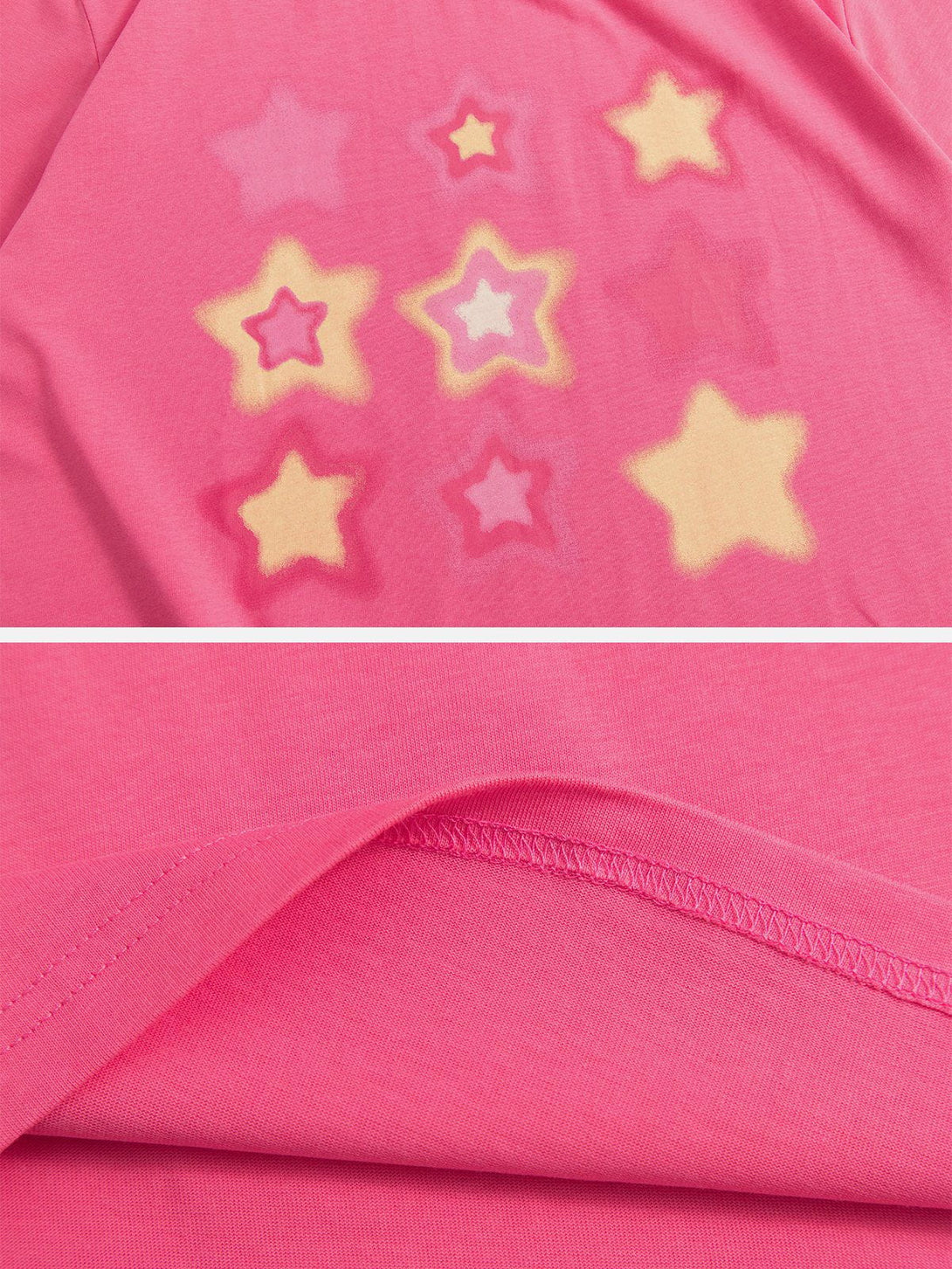 Majesda® - Simple Fuzzy Star Print Tee- Outfit Ideas - Streetwear Fashion - majesda.com