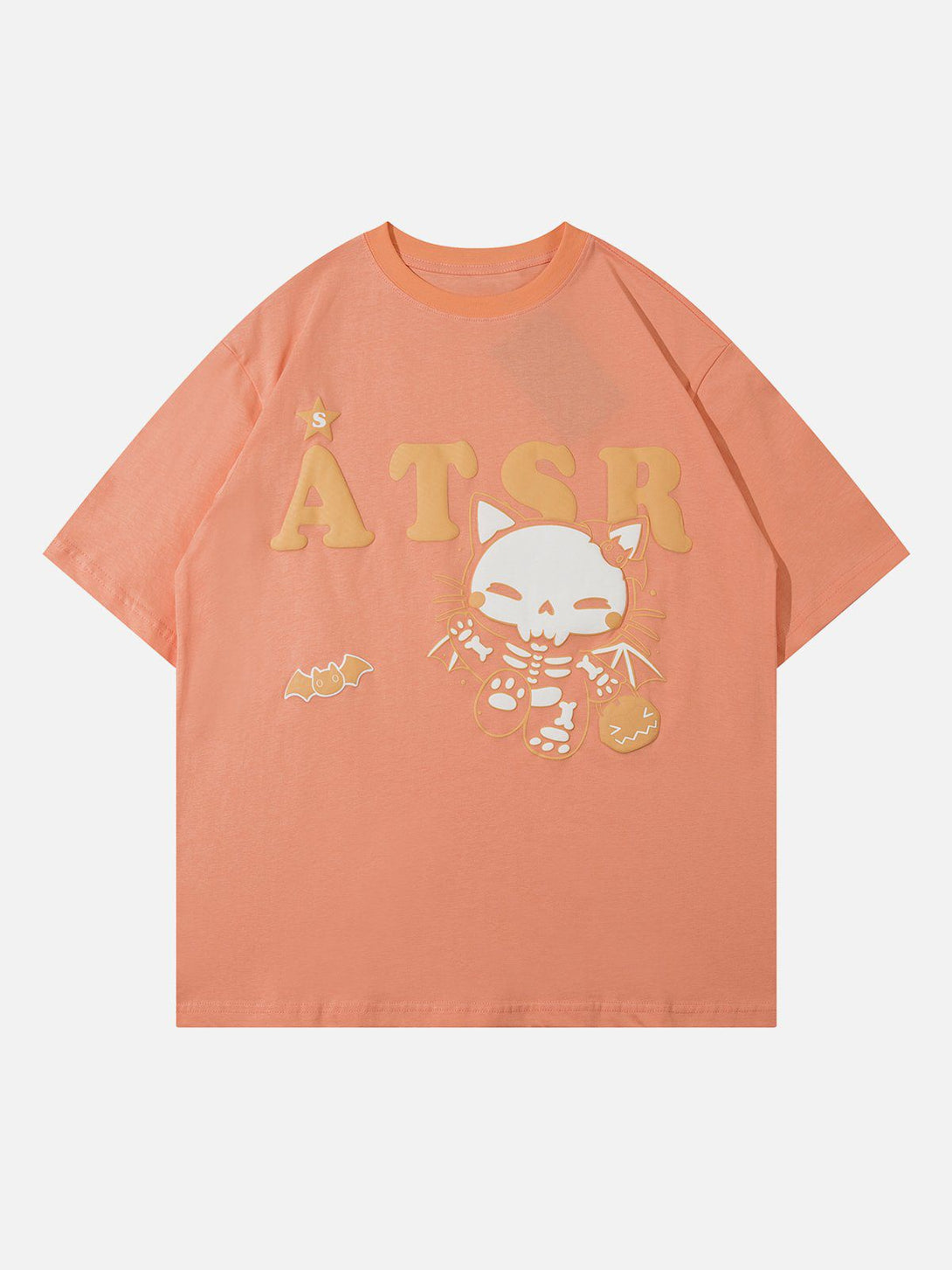 Majesda® - Skeleton Cat Print Tee- Outfit Ideas - Streetwear Fashion - majesda.com