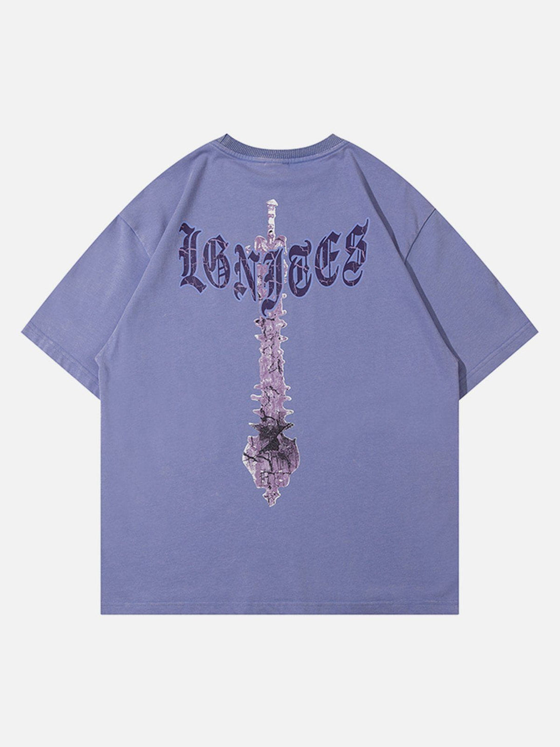 Majesda® - Skeleton Elements Print Washed Tee- Outfit Ideas - Streetwear Fashion - majesda.com