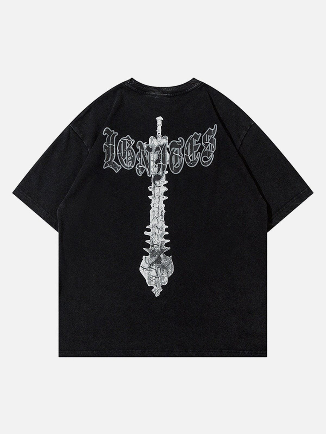 Majesda® - Skeleton Elements Print Washed Tee- Outfit Ideas - Streetwear Fashion - majesda.com