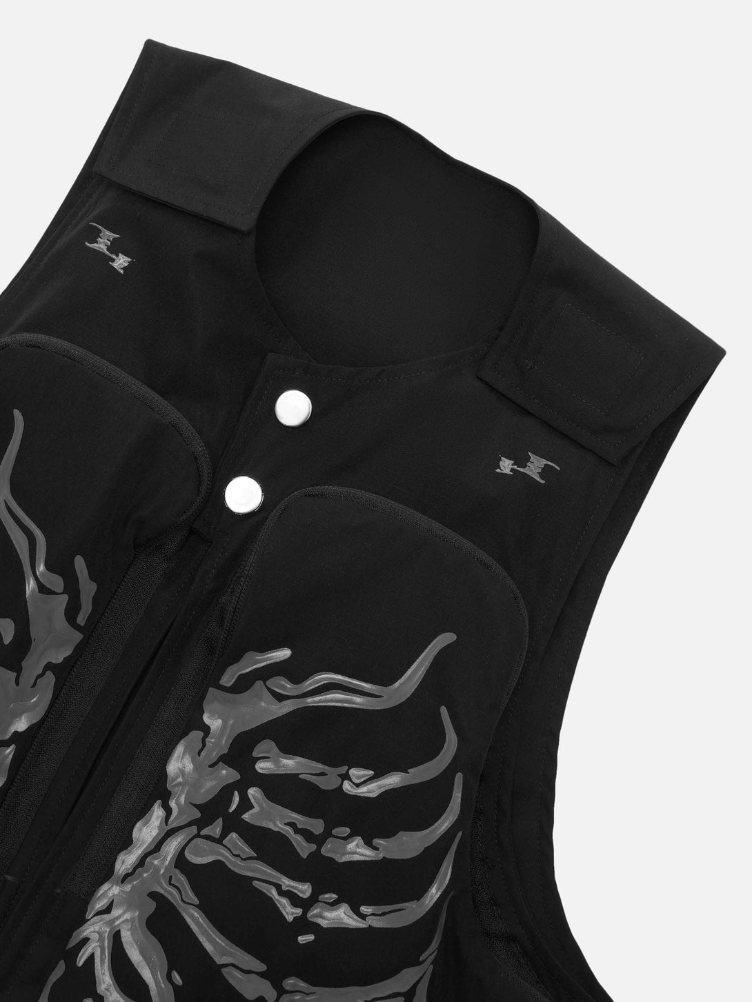 Majesda® - Skeleton Print Padded Cargo Vest -1201- Outfit Ideas - Streetwear Fashion - majesda.com