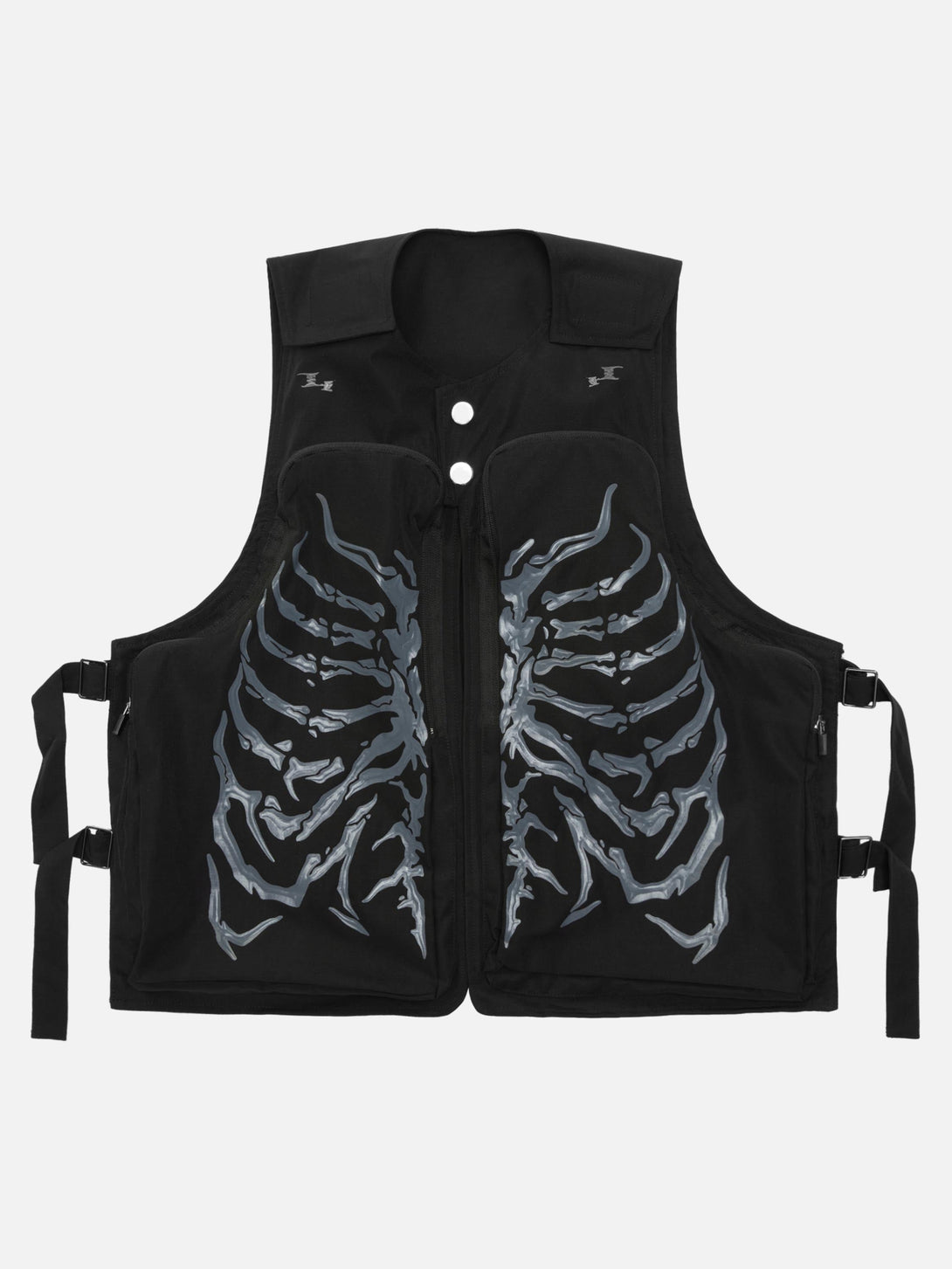 Majesda® - Skeleton Print Padded Cargo Vest -1201- Outfit Ideas - Streetwear Fashion - majesda.com