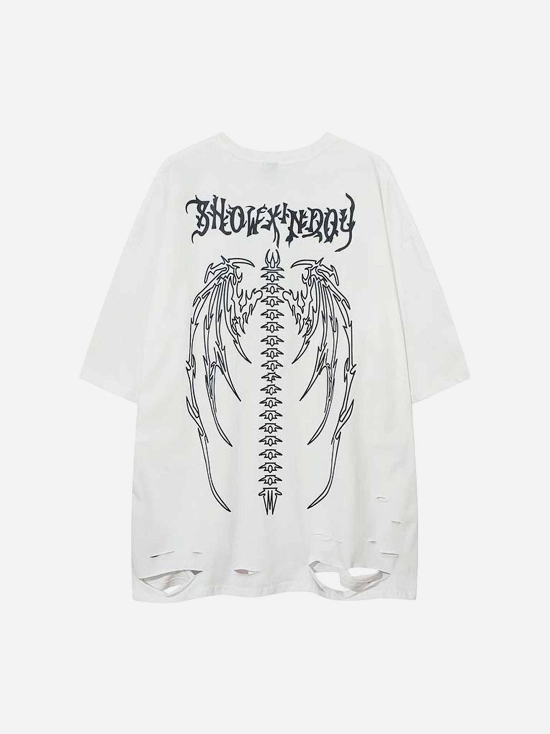 Majesda® - Skeleton Wings Print Raglan T-Shirt- Outfit Ideas - Streetwear Fashion - majesda.com