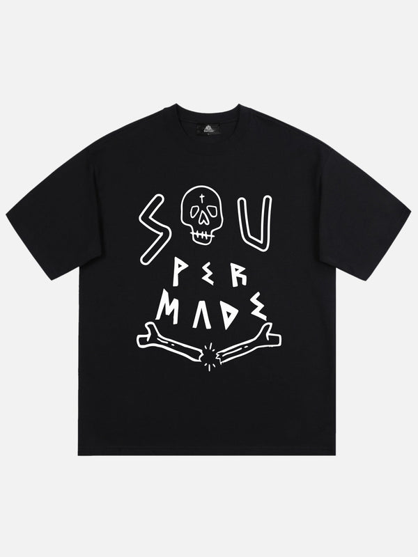 Majesda® - Skull Print T-shirt- Outfit Ideas - Streetwear Fashion - majesda.com