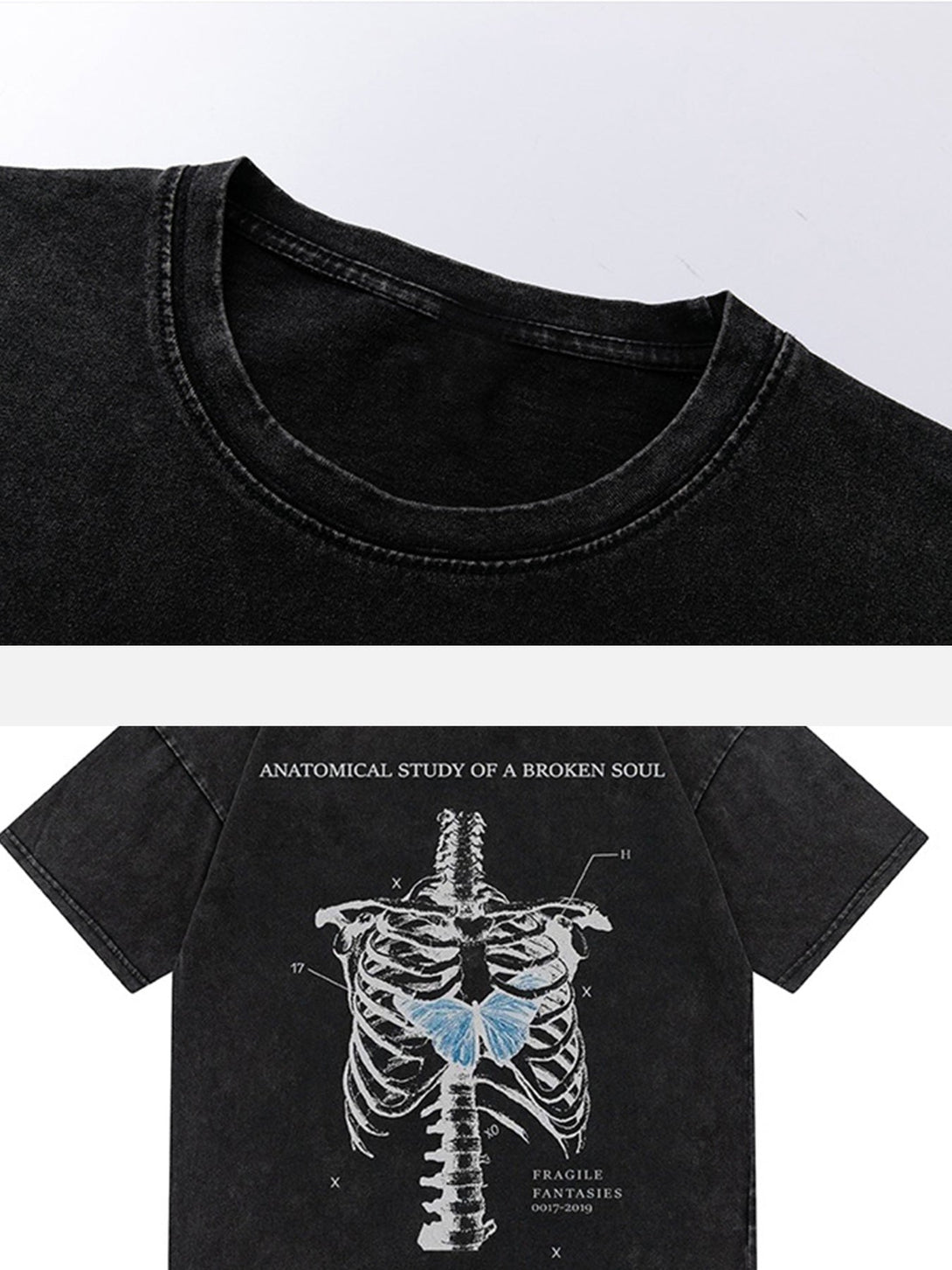 Majesda® - Skull Print Washed T-Shirt -1588- Outfit Ideas - Streetwear Fashion - majesda.com