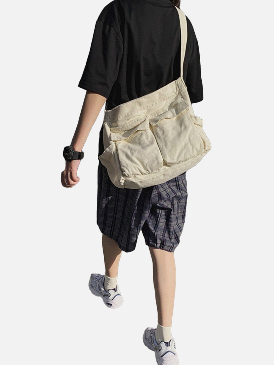 Majesda® - Solid Color Big Pocket Shoulder Bag- Outfit Ideas - Streetwear Fashion - majesda.com
