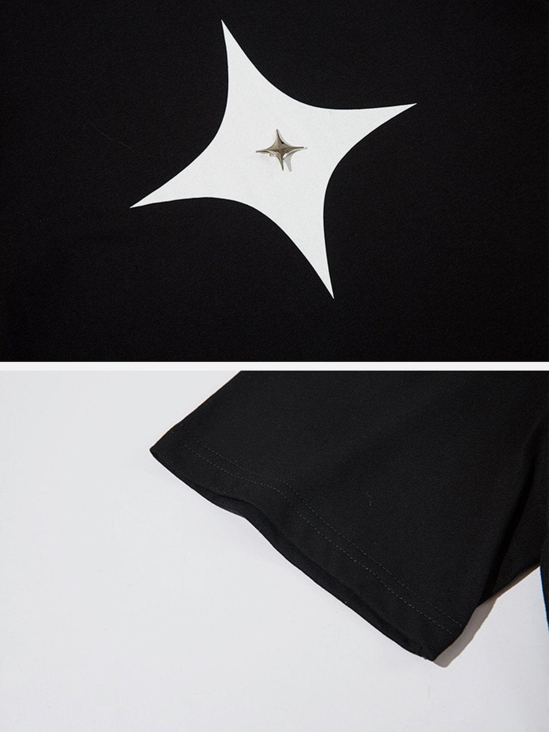 Majesda® - Solid Color Zipper Star Tee- Outfit Ideas - Streetwear Fashion - majesda.com