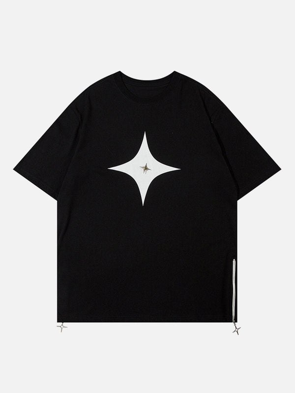 Majesda® - Solid Color Zipper Star Tee- Outfit Ideas - Streetwear Fashion - majesda.com