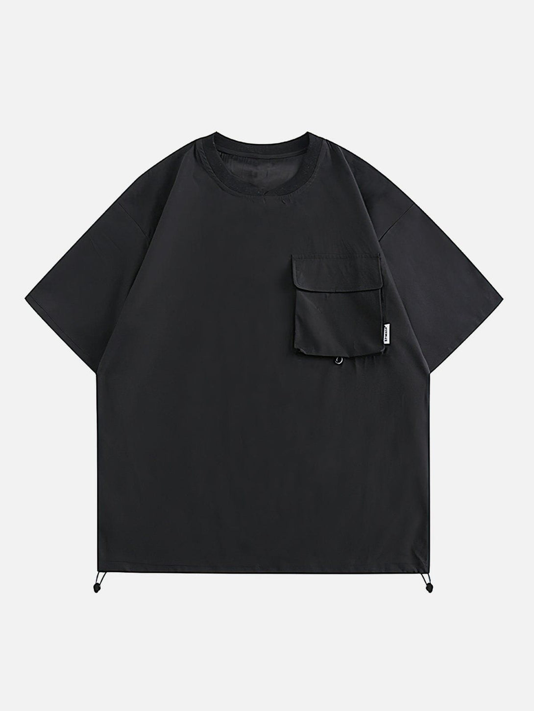 Majesda® - Solid Stereoscopic Pocket Drawstring Tee- Outfit Ideas - Streetwear Fashion - majesda.com