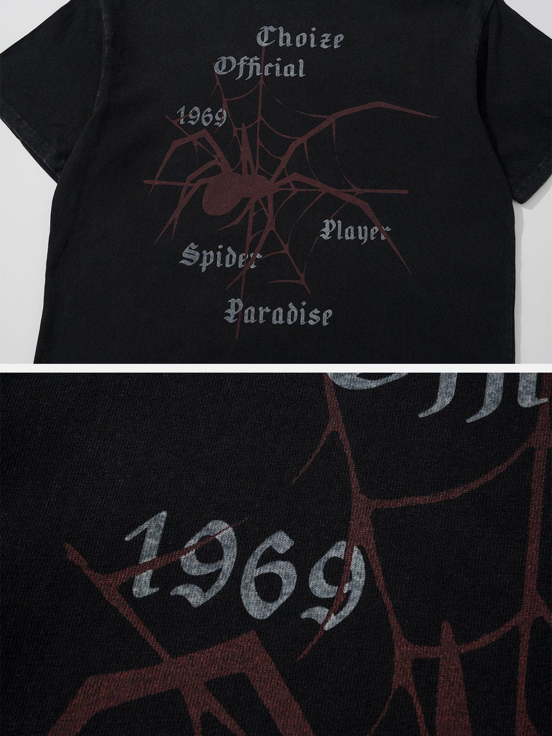 Majesda® - Spider Print Washed Tee- Outfit Ideas - Streetwear Fashion - majesda.com