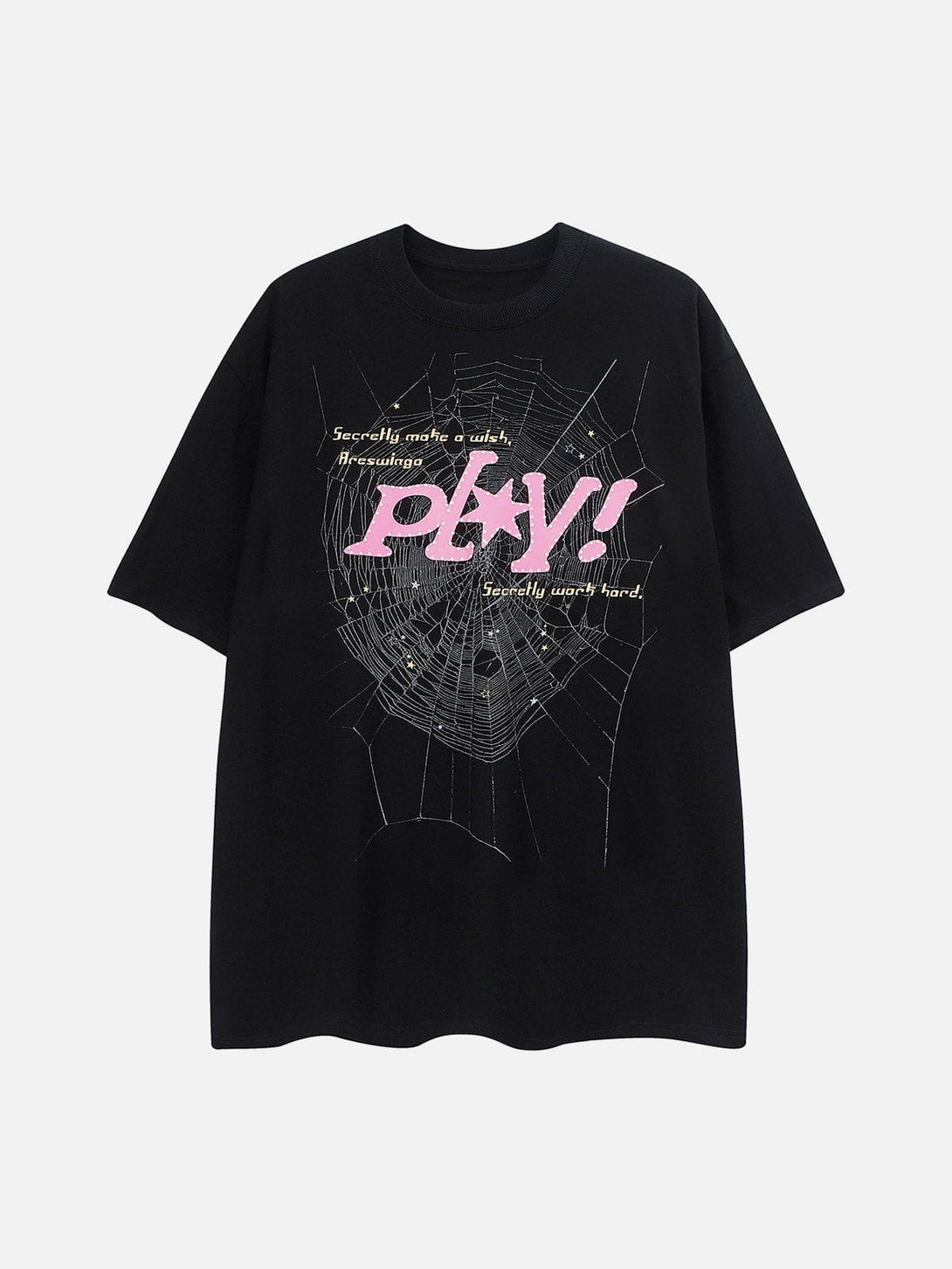 Majesda® - Spider Web Letter Print Tee- Outfit Ideas - Streetwear Fashion - majesda.com