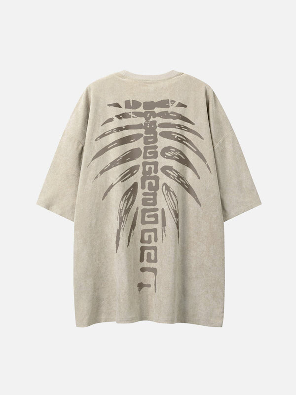 Majesda® - Spine Skeleton Print Tee- Outfit Ideas - Streetwear Fashion - majesda.com