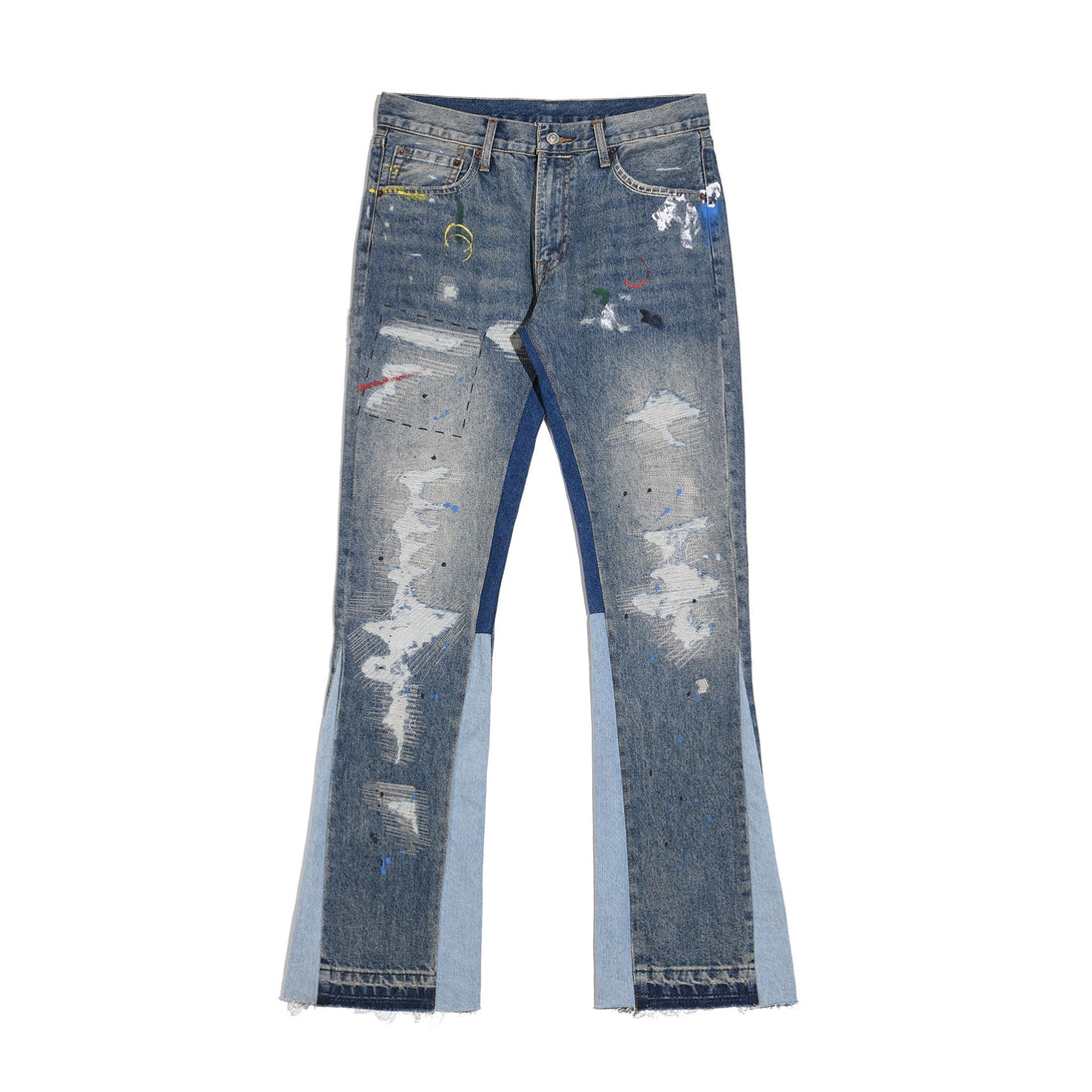 Majesda® - Splashing Ink Patchwork Jeans- Outfit Ideas - Streetwear Fashion - majesda.com