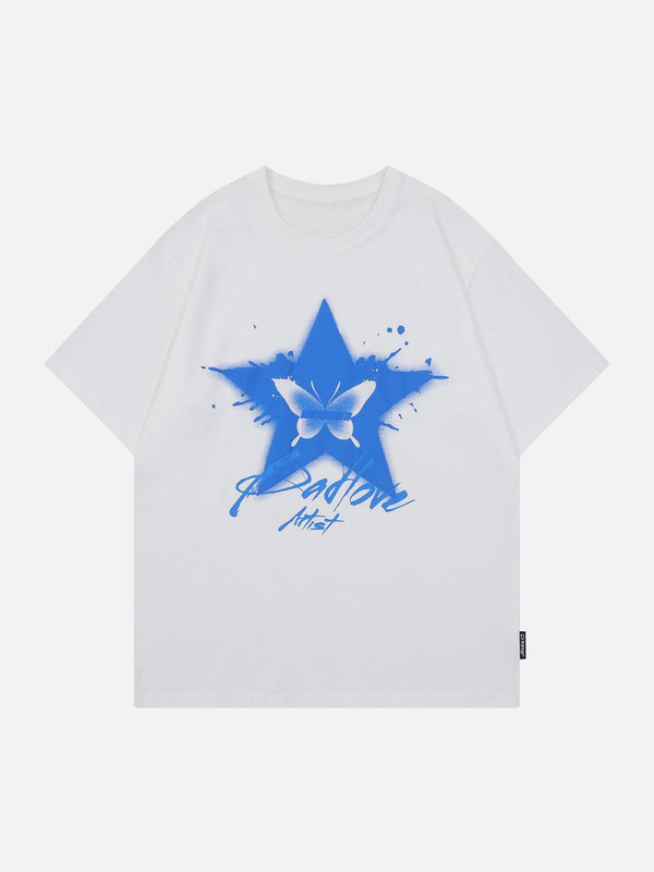 Majesda® - Star Butterfly Print Tee- Outfit Ideas - Streetwear Fashion - majesda.com