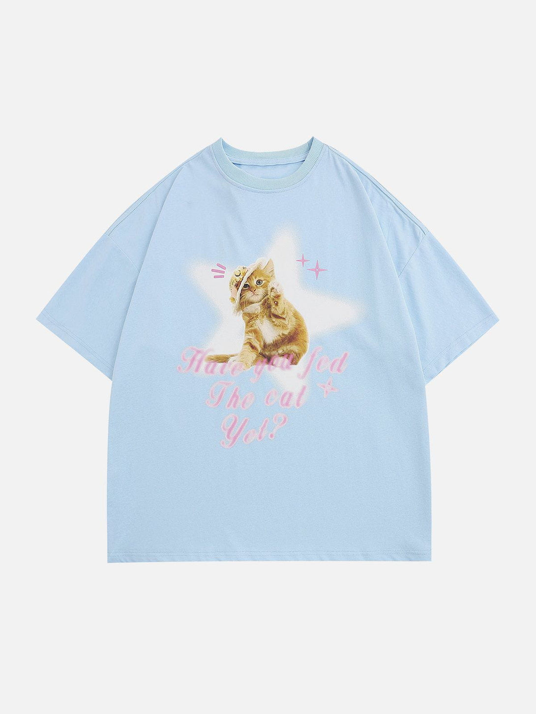 Majesda® - Star Cat Print Tee- Outfit Ideas - Streetwear Fashion - majesda.com