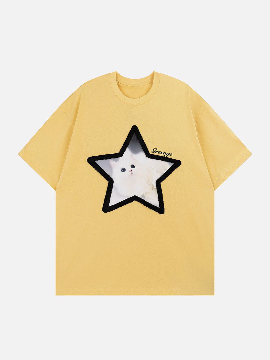 Majesda® - Star Cute Cat Graphic Tee- Outfit Ideas - Streetwear Fashion - majesda.com