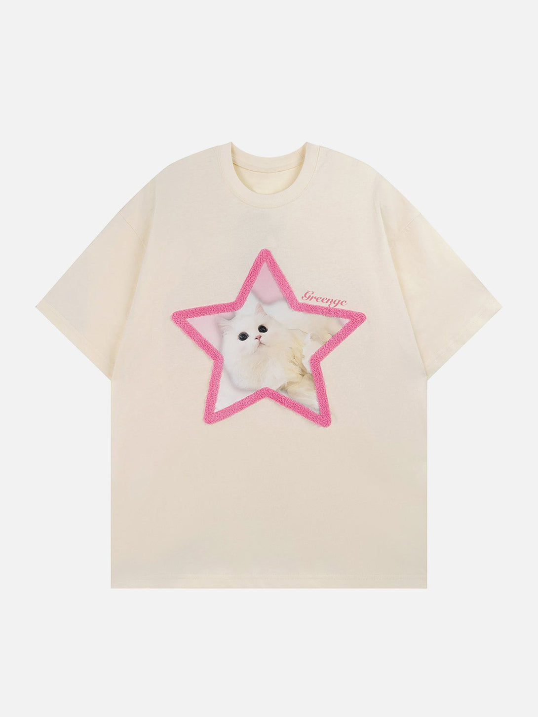 Majesda® - Star Cute Cat Graphic Tee- Outfit Ideas - Streetwear Fashion - majesda.com