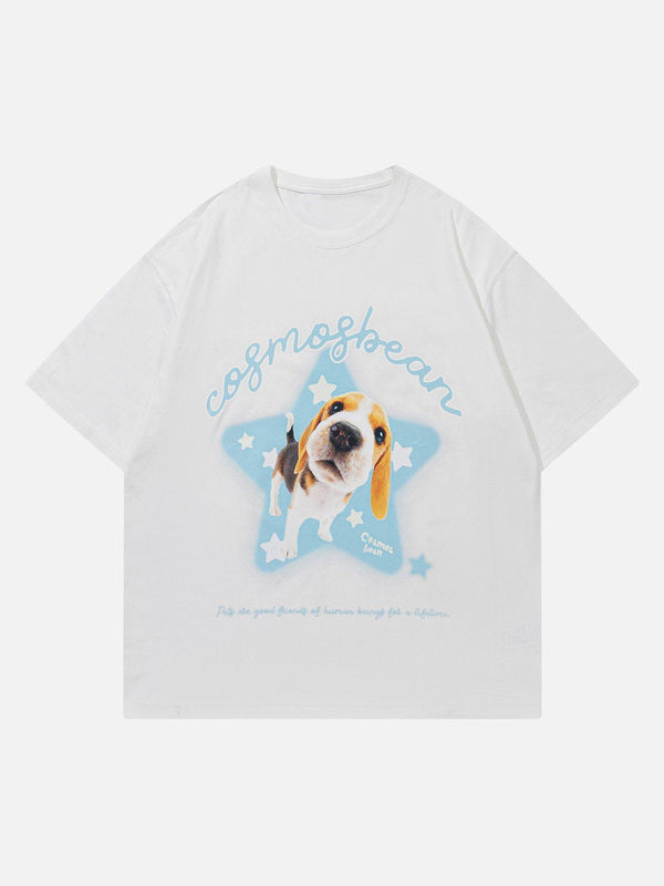 Majesda® - Star Dog Print Tee- Outfit Ideas - Streetwear Fashion - majesda.com