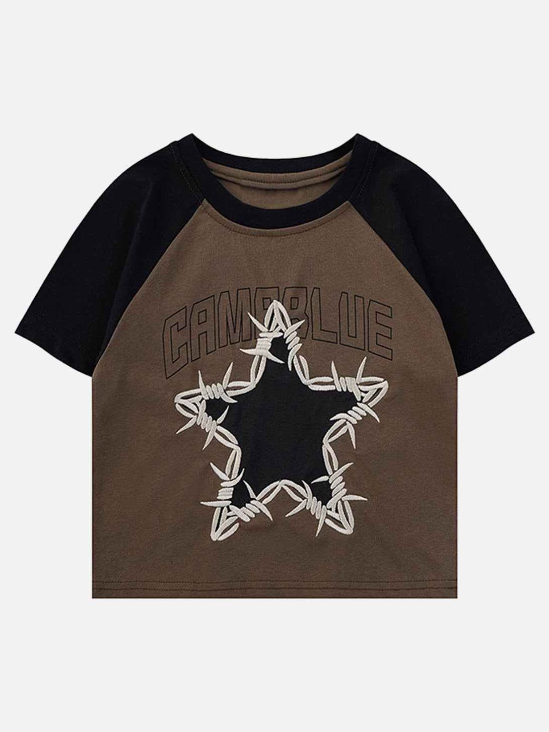 Majesda® - Star Embroidered Patchwork Tee- Outfit Ideas - Streetwear Fashion - majesda.com