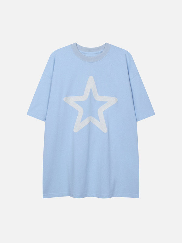 Majesda® - Star Embroidery Cotton Tee- Outfit Ideas - Streetwear Fashion - majesda.com