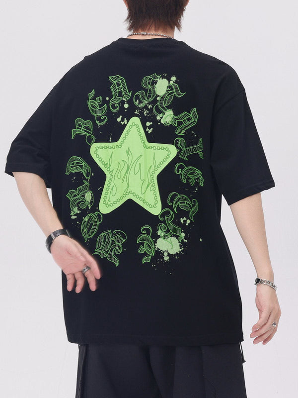 Majesda® - Star Flame Print Tee- Outfit Ideas - Streetwear Fashion - majesda.com