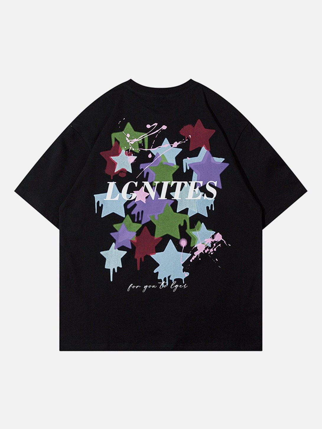 Majesda® - Star Flocked Embroidered Tee- Outfit Ideas - Streetwear Fashion - majesda.com