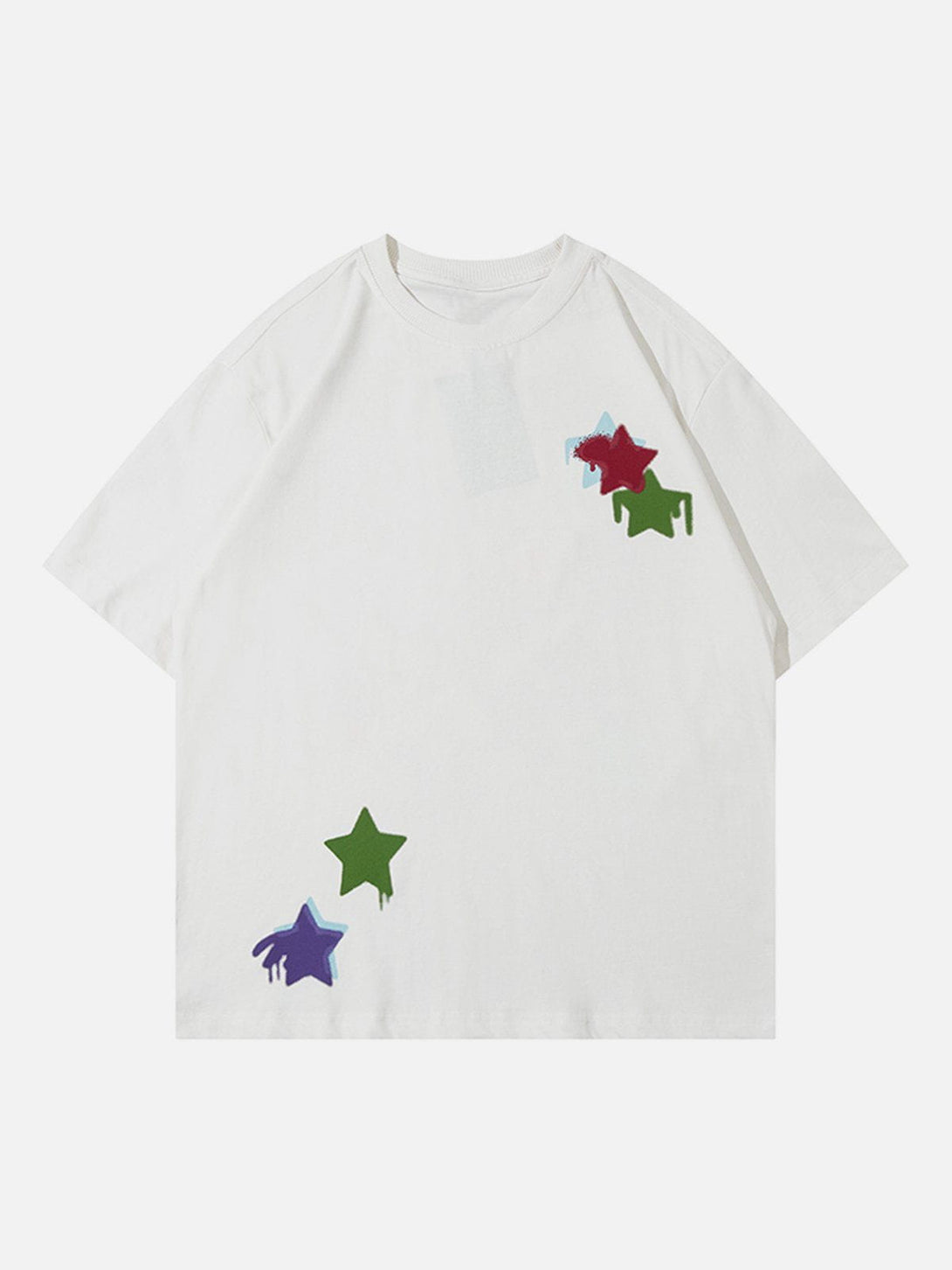 Majesda® - Star Flocked Embroidered Tee- Outfit Ideas - Streetwear Fashion - majesda.com