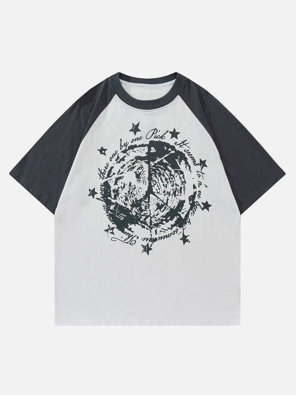 Majesda® - Star Gothic Leeter Print Tee- Outfit Ideas - Streetwear Fashion - majesda.com