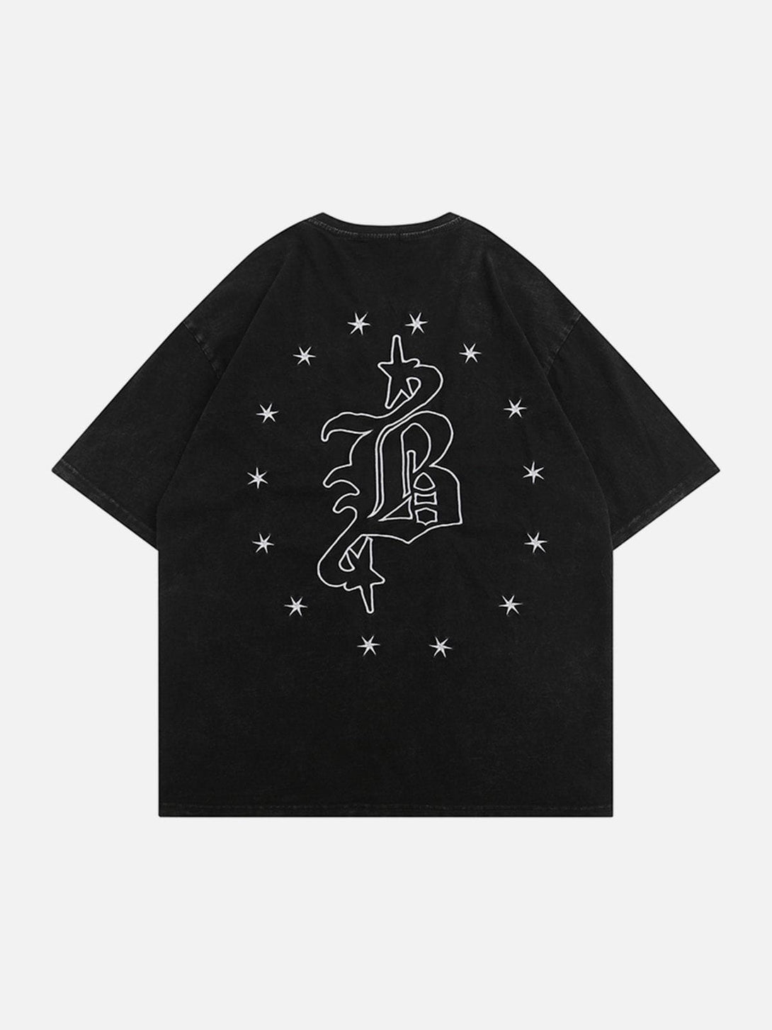 Majesda® - Star Gothic Letter Washed Tee- Outfit Ideas - Streetwear Fashion - majesda.com