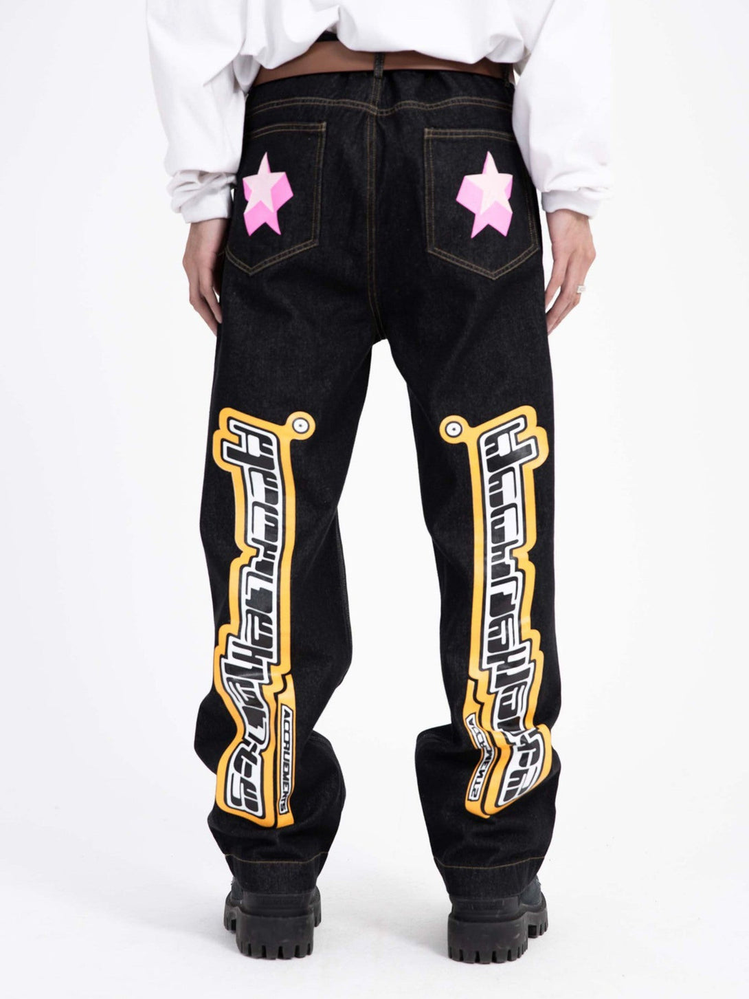 Majesda® - Star Letter Print Jeans - 1594- Outfit Ideas - Streetwear Fashion - majesda.com