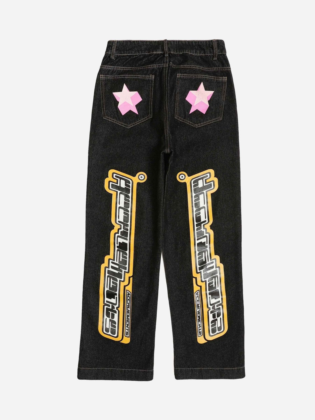 Majesda® - Star Letter Print Jeans - 1594- Outfit Ideas - Streetwear Fashion - majesda.com