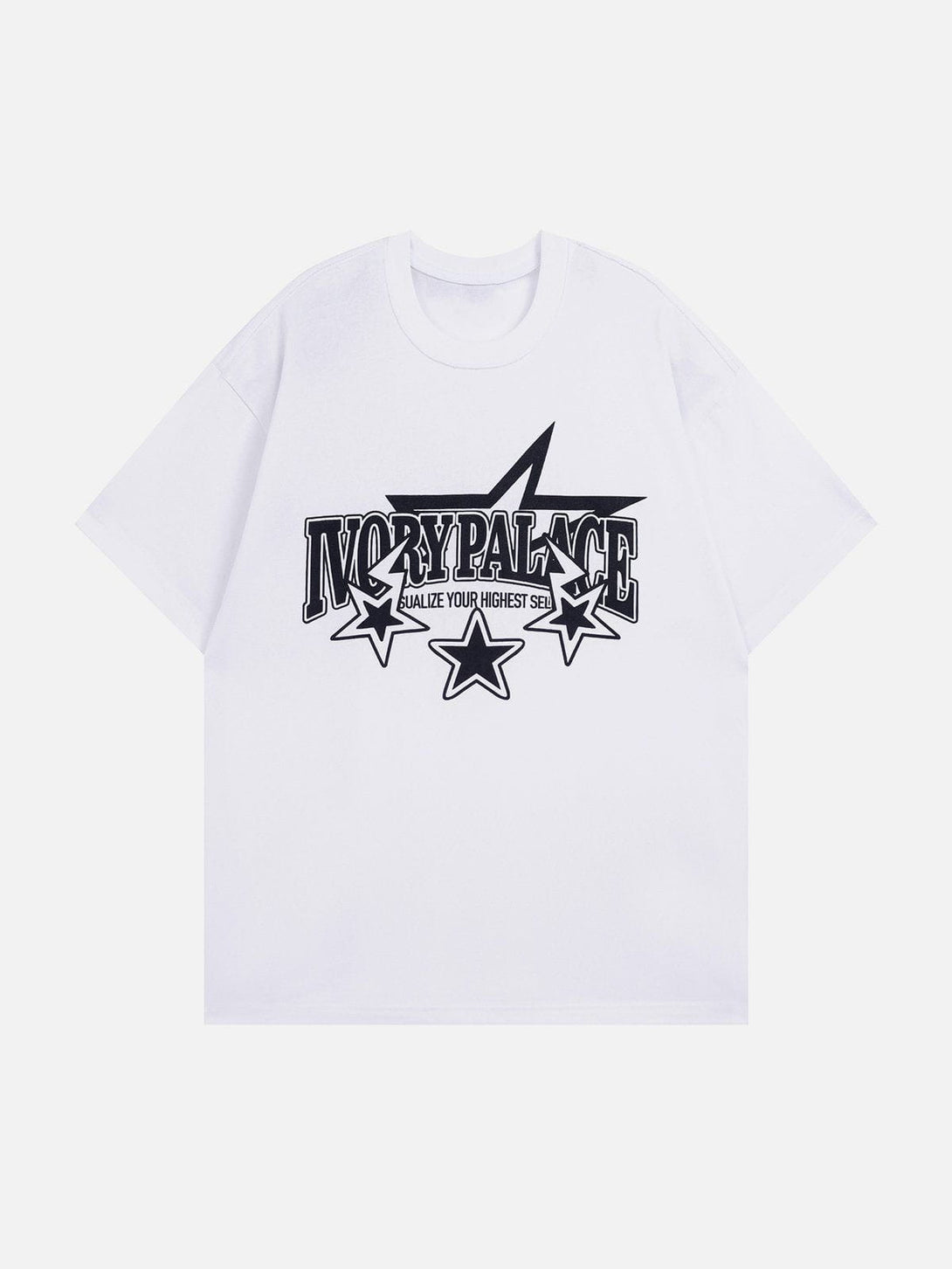 Majesda® - Star Letter Print Solid Tee- Outfit Ideas - Streetwear Fashion - majesda.com