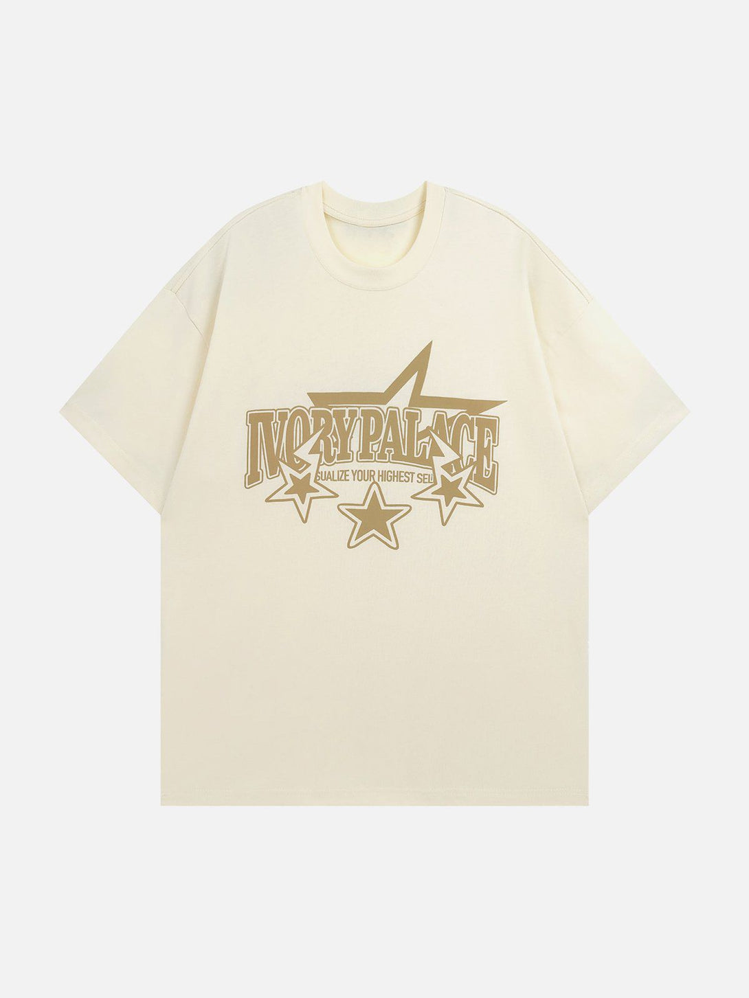 Majesda® - Star Letter Print Solid Tee- Outfit Ideas - Streetwear Fashion - majesda.com