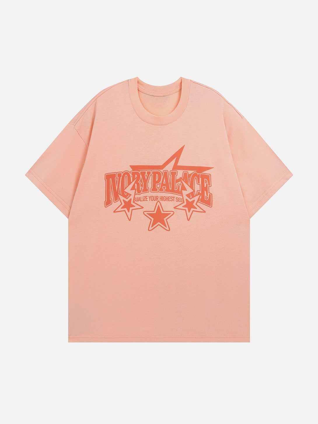 Majesda® - Star Letter Print Solid Tee- Outfit Ideas - Streetwear Fashion - majesda.com