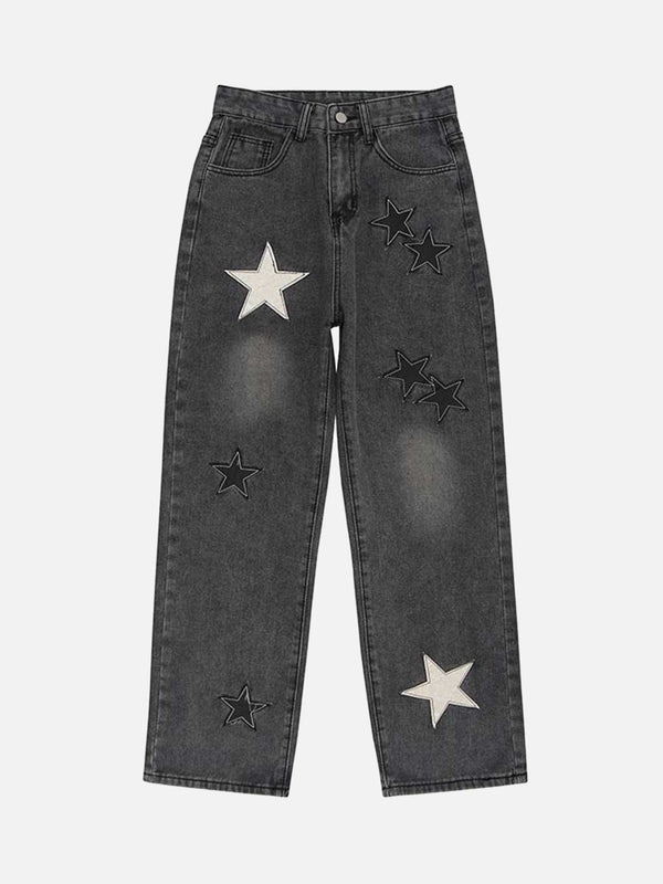Majesda® - Star Patch Embroidery Jeans- Outfit Ideas - Streetwear Fashion - majesda.com