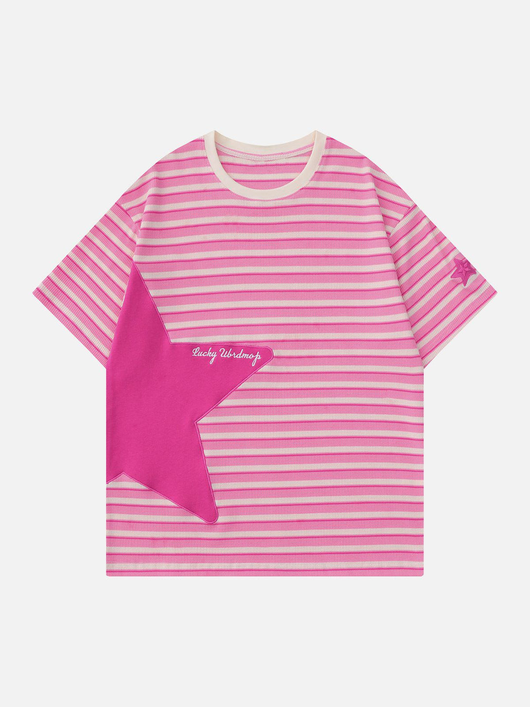 Majesda® - Star Patchwork Stripe Tee- Outfit Ideas - Streetwear Fashion - majesda.com