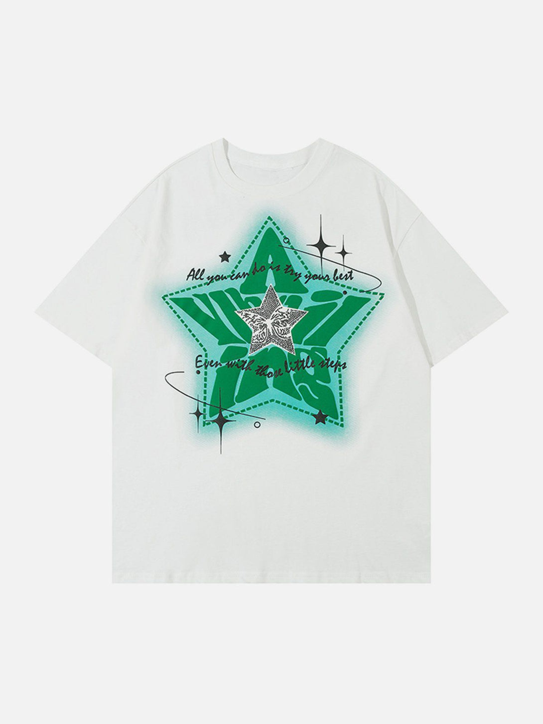 Majesda® - Star Print Butterfly Shadow Tee- Outfit Ideas - Streetwear Fashion - majesda.com