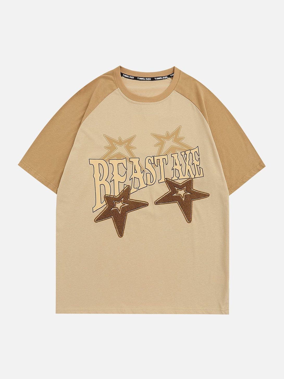 Majesda® - Star Print Colour Blocking Tee- Outfit Ideas - Streetwear Fashion - majesda.com