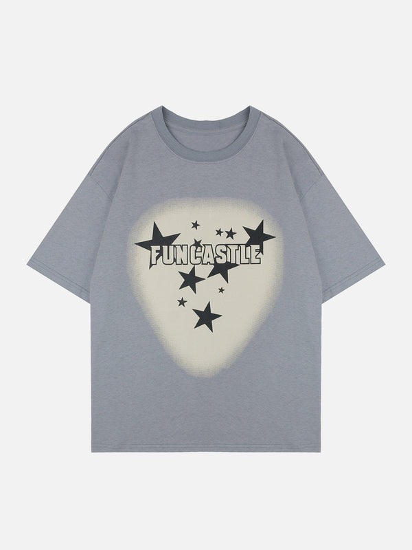 Majesda® - Star Print Tee- Outfit Ideas - Streetwear Fashion - majesda.com